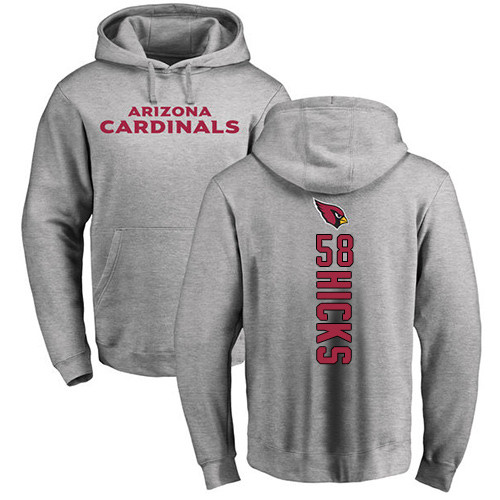 Arizona Cardinals Men Ash Jordan Hicks Backer NFL Football #58 Pullover Hoodie Sweatshirts